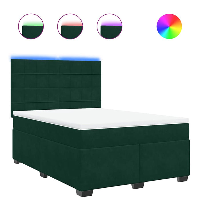 Pat box spring cu saltea, verde închis, 160x200 cm, catifea - WALTI WALTI