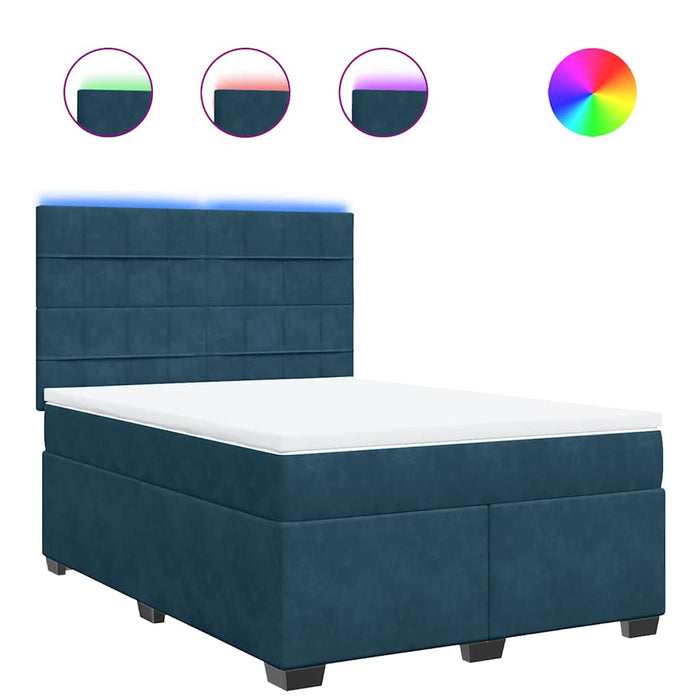 Pat box spring cu saltea, albastru, 160x200 cm, catifea - WALTI WALTI