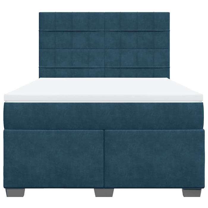 Pat box spring cu saltea, albastru, 160x200 cm, catifea - WALTI WALTI