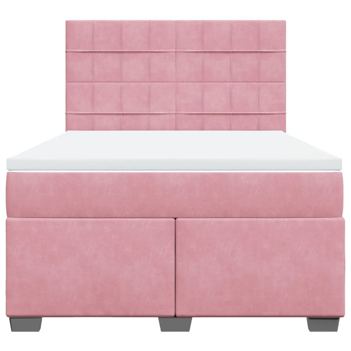 Pat box spring cu saltea, roz, 160x200 cm, catifea - WALTI WALTI