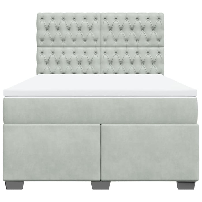 Pat box spring cu saltea, gri deschis, 160x200 cm, catifea - WALTI WALTI