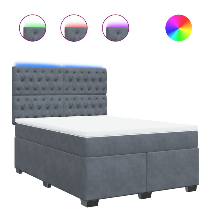 Pat box spring cu saltea, gri închis, 160x200 cm, catifea - WALTI WALTI