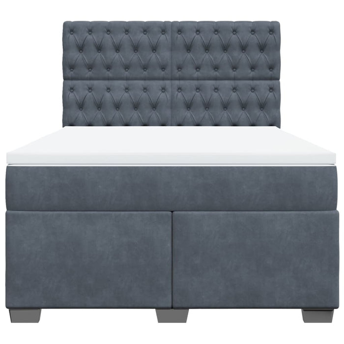 Pat box spring cu saltea, gri închis, 160x200 cm, catifea - WALTI WALTI