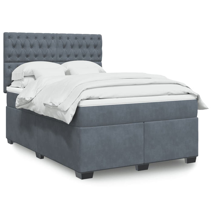 Pat box spring cu saltea, gri închis, 160x200 cm, catifea - WALTI WALTI