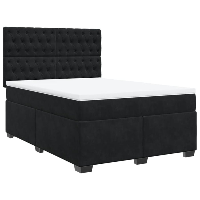 Pat box spring cu saltea, negru, 160x200 cm, catifea - WALTI WALTI