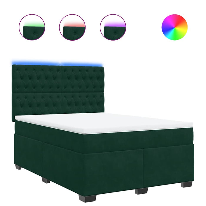 Pat box spring cu saltea, verde închis, 160x200 cm, catifea - WALTI WALTI