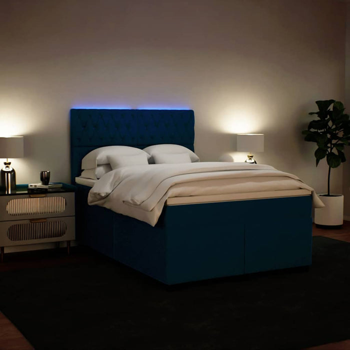 Pat box spring cu saltea, albastru, 160x200 cm, catifea - WALTI WALTI