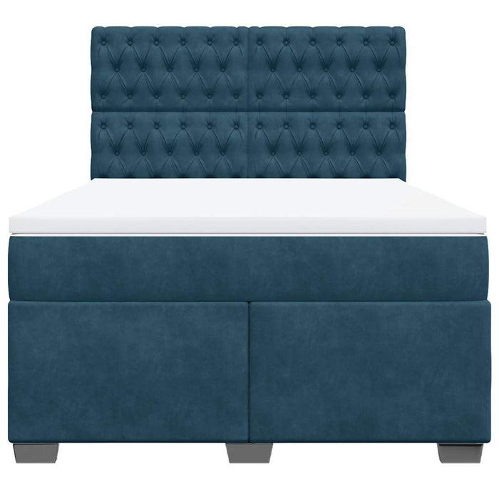 Pat box spring cu saltea, albastru, 160x200 cm, catifea - WALTI WALTI