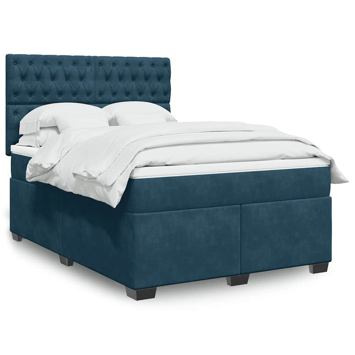 Pat box spring cu saltea, albastru, 160x200 cm, catifea - WALTI WALTI