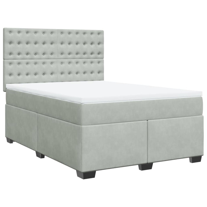 Pat box spring cu saltea, gri deschis, 160x200 cm, catifea - WALTI WALTI