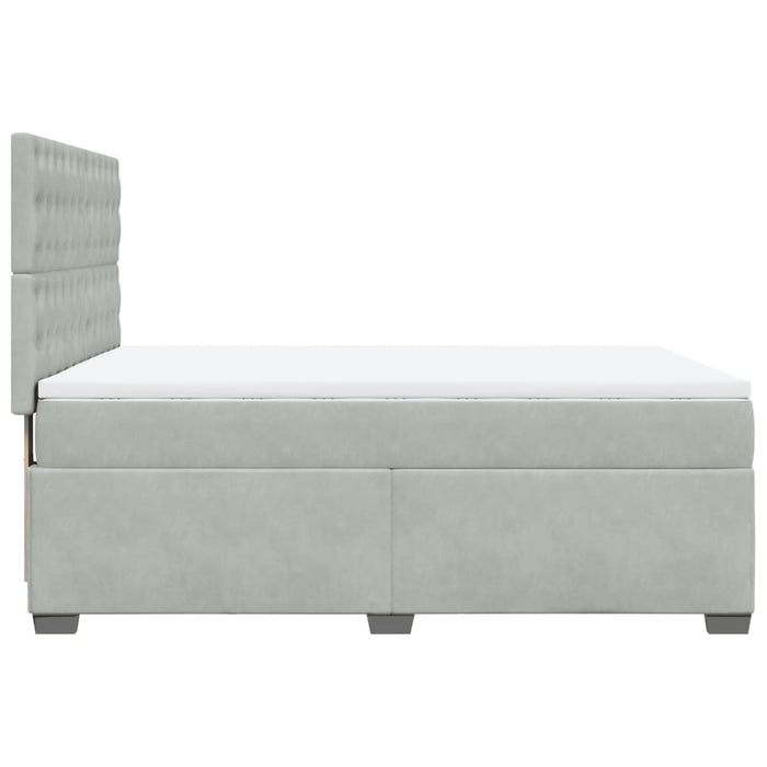 Pat box spring cu saltea, gri deschis, 160x200 cm, catifea - WALTI WALTI