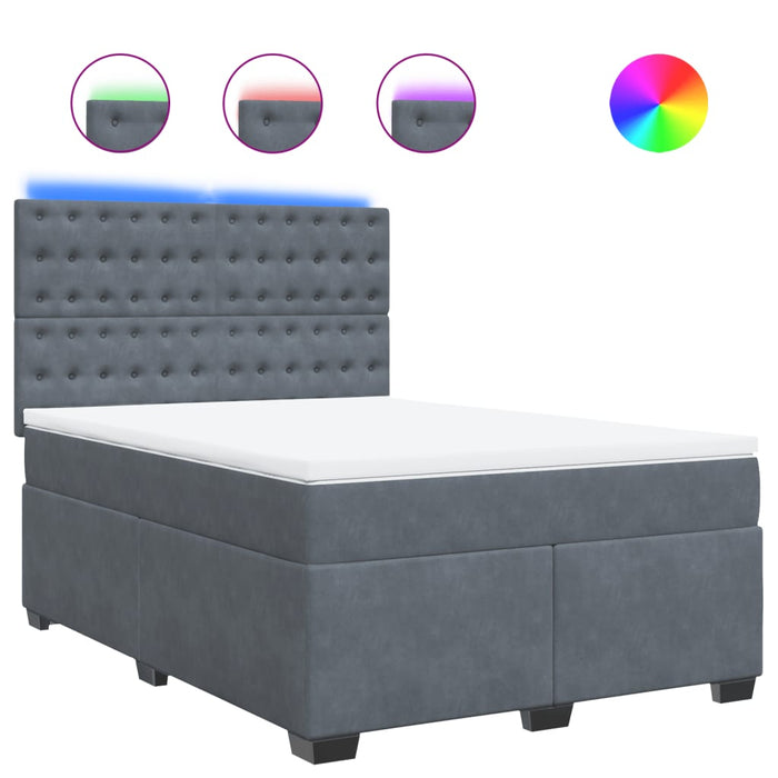 Pat box spring cu saltea, gri închis, 160x200 cm, catifea - WALTI WALTI