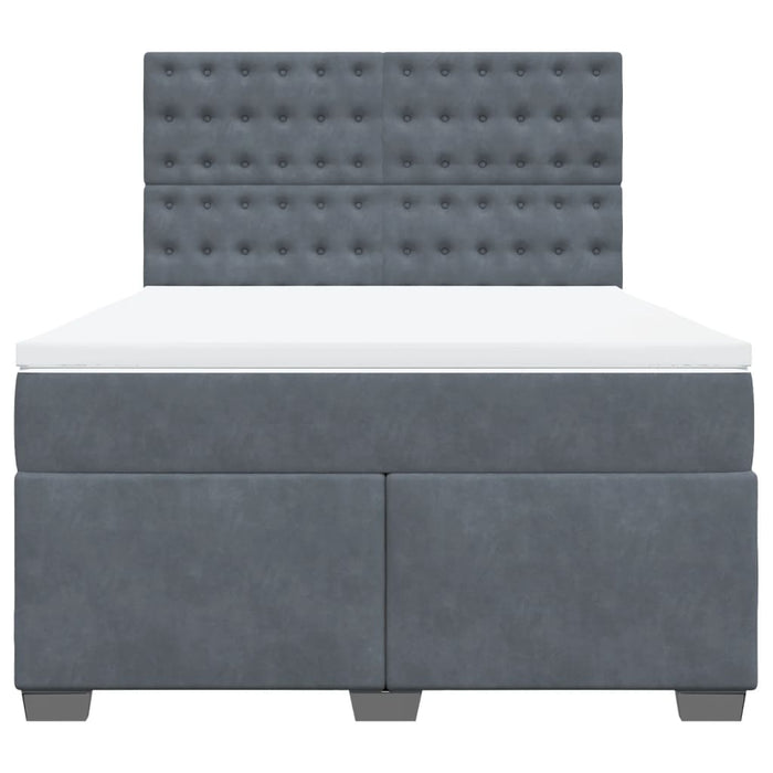 Pat box spring cu saltea, gri închis, 160x200 cm, catifea - WALTI WALTI