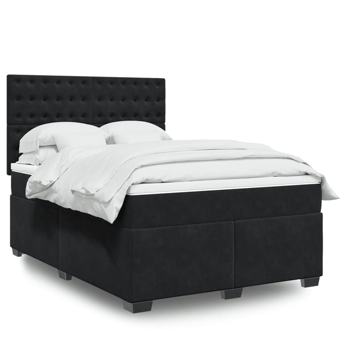 Pat box spring cu saltea, negru, 160x200 cm, catifea - WALTI WALTI