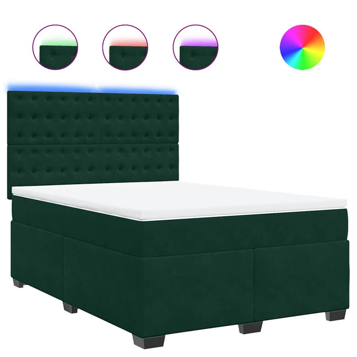 Pat box spring cu saltea, verde închis, 160x200 cm, catifea - WALTI WALTI