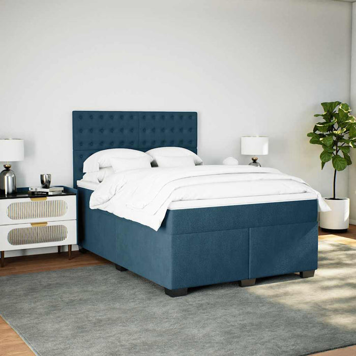 Pat box spring cu saltea, albastru, 160x200 cm, catifea - WALTI WALTI
