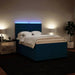 Pat box spring cu saltea, albastru, 160x200 cm, catifea - WALTI WALTI