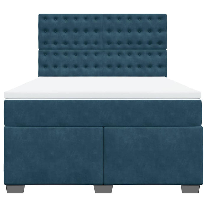 Pat box spring cu saltea, albastru, 160x200 cm, catifea - WALTI WALTI