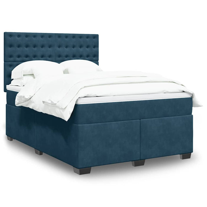 Pat box spring cu saltea, albastru, 160x200 cm, catifea - WALTI WALTI