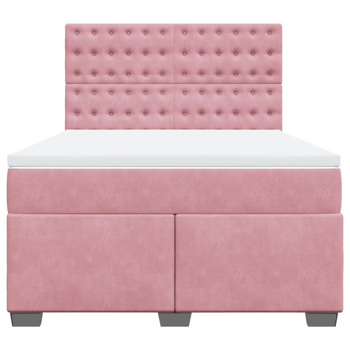 Pat box spring cu saltea, roz, 160x200 cm, catifea - WALTI WALTI