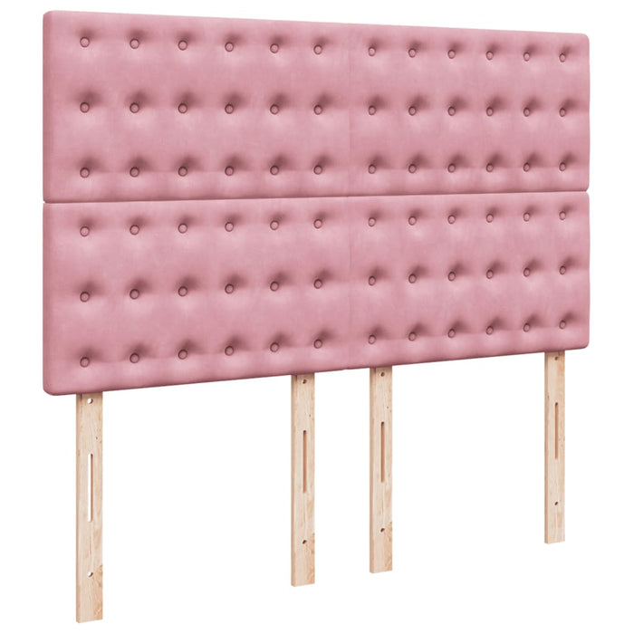 Pat box spring cu saltea, roz, 160x200 cm, catifea - WALTI WALTI