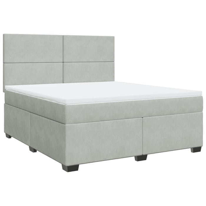 Pat box spring cu saltea, gri deschis, 180x200 cm, catifea - WALTI WALTI