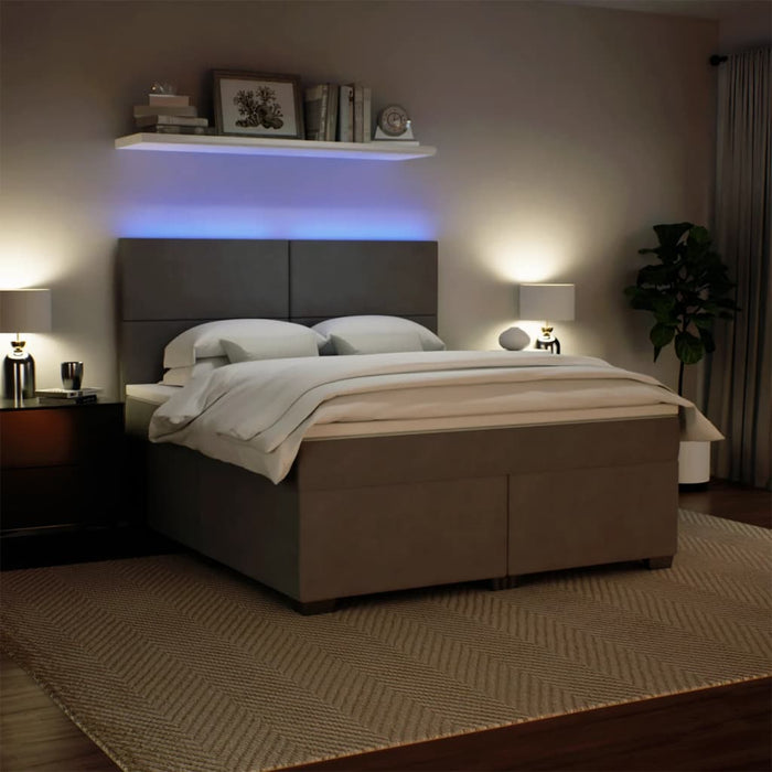 Pat box spring cu saltea, gri deschis, 180x200 cm, catifea - WALTI WALTI