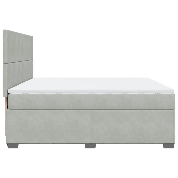 Pat box spring cu saltea, gri deschis, 180x200 cm, catifea - WALTI WALTI