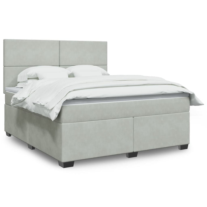 Pat box spring cu saltea, gri deschis, 180x200 cm, catifea - WALTI WALTI