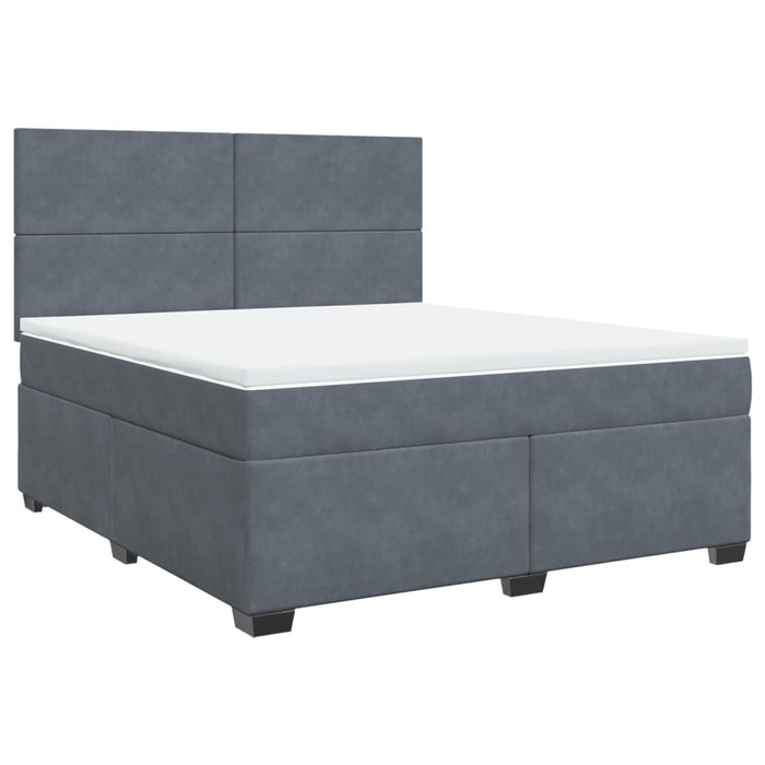 Pat box spring cu saltea, gri închis, 180x200 cm, catifea - WALTI WALTI