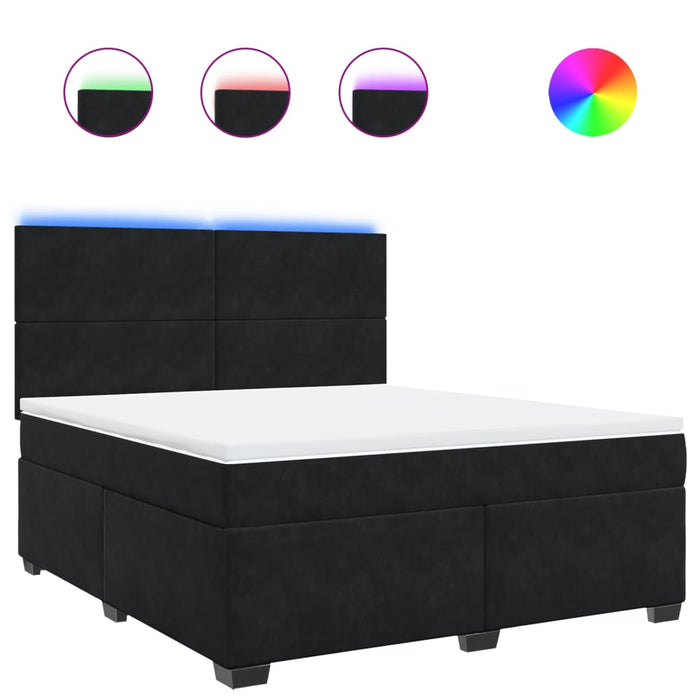 Pat box spring cu saltea, negru, 180x200 cm, catifea - WALTI WALTI