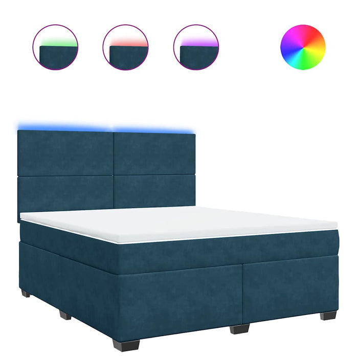 Pat box spring cu saltea, albastru, 180x200 cm, catifea - WALTI WALTI