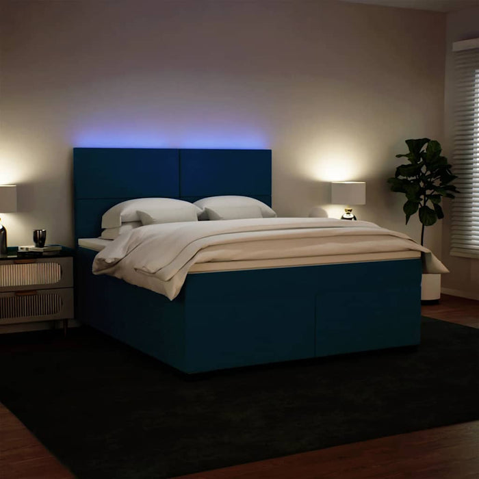 Pat box spring cu saltea, albastru, 180x200 cm, catifea - WALTI WALTI