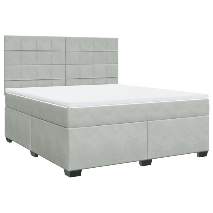 Pat box spring cu saltea, gri deschis, 180x200 cm, catifea - WALTI WALTI