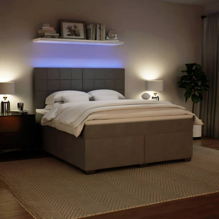 Pat box spring cu saltea, gri deschis, 180x200 cm, catifea - WALTI WALTI