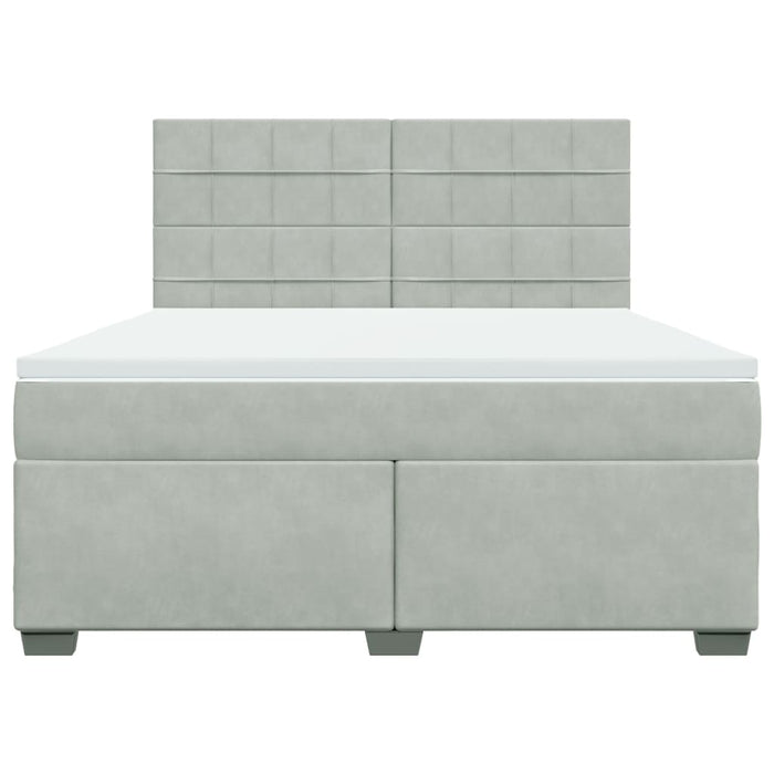Pat box spring cu saltea, gri deschis, 180x200 cm, catifea - WALTI WALTI