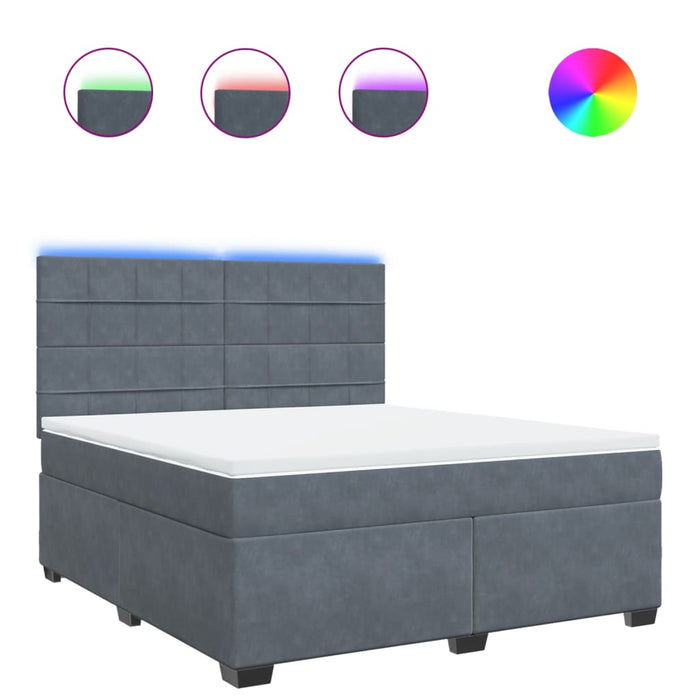Pat box spring cu saltea, gri închis, 180x200 cm, catifea - WALTI WALTI