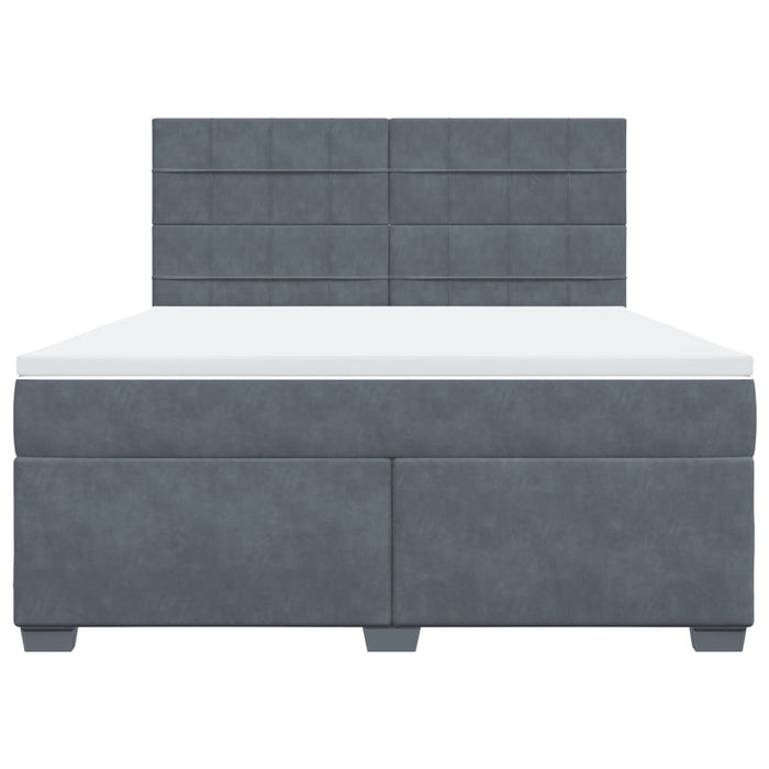 Pat box spring cu saltea, gri închis, 180x200 cm, catifea - WALTI WALTI