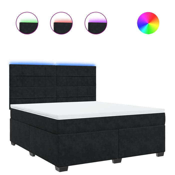 Pat box spring cu saltea, negru, 180x200 cm, catifea - WALTI WALTI