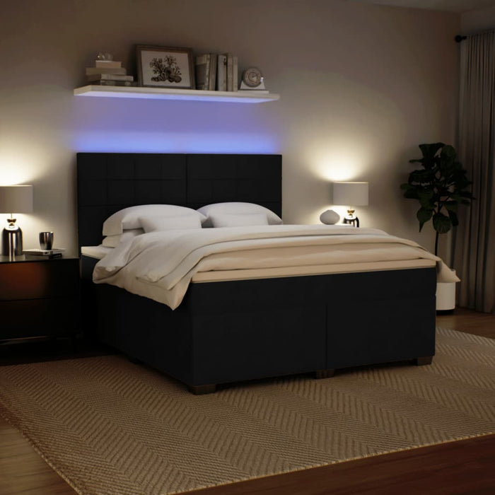 Pat box spring cu saltea, negru, 180x200 cm, catifea - WALTI WALTI