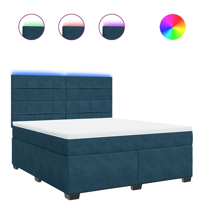 Pat box spring cu saltea, albastru, 180x200 cm, catifea - WALTI WALTI