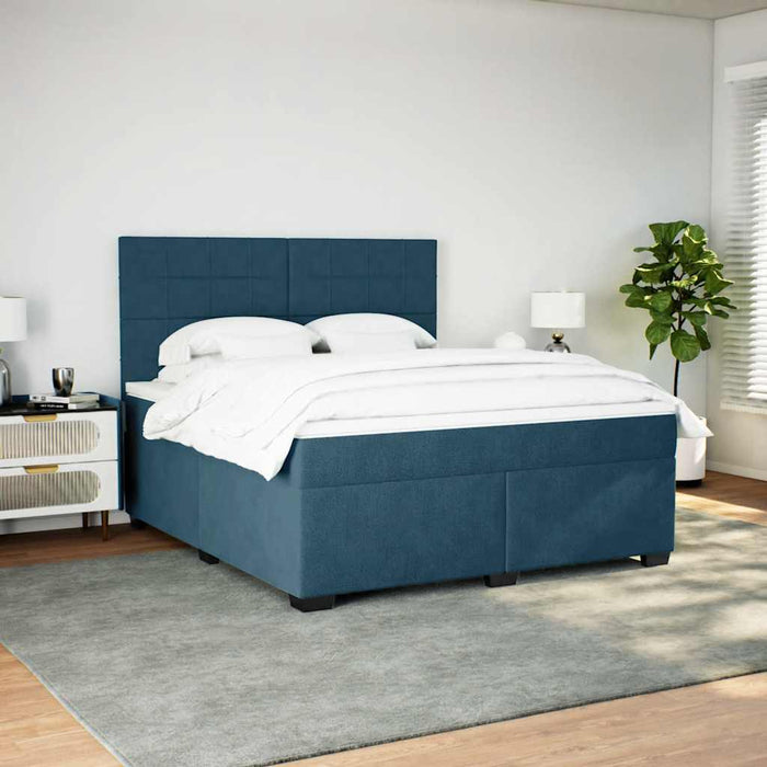 Pat box spring cu saltea, albastru, 180x200 cm, catifea - WALTI WALTI