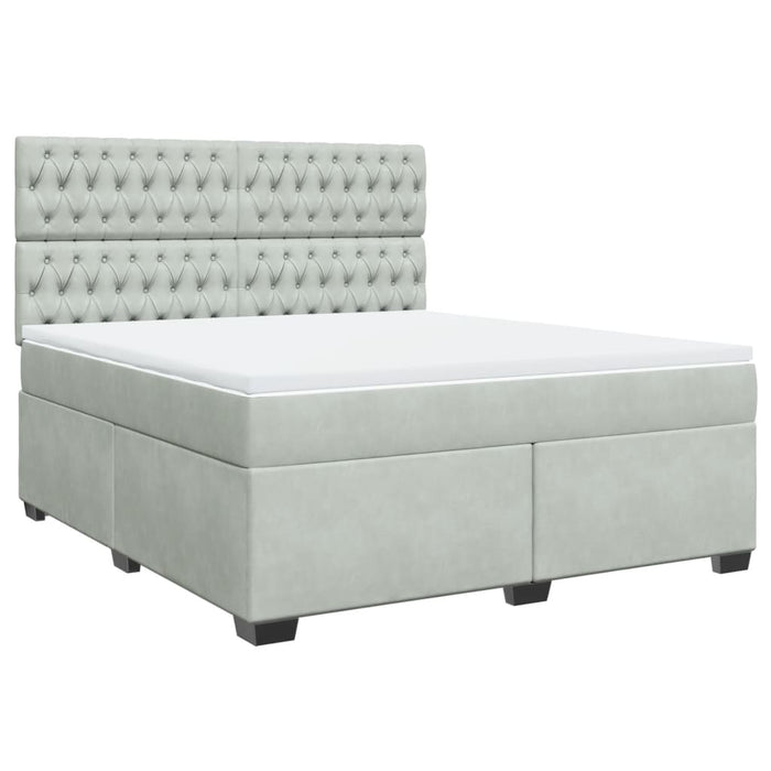 Pat box spring cu saltea, gri deschis, 180x200 cm, catifea - WALTI WALTI