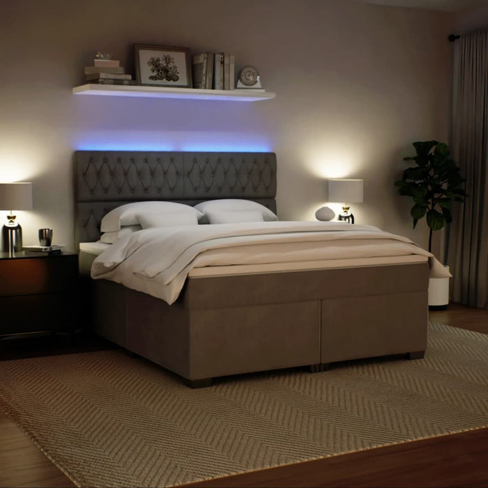 Pat box spring cu saltea, gri deschis, 180x200 cm, catifea - WALTI WALTI