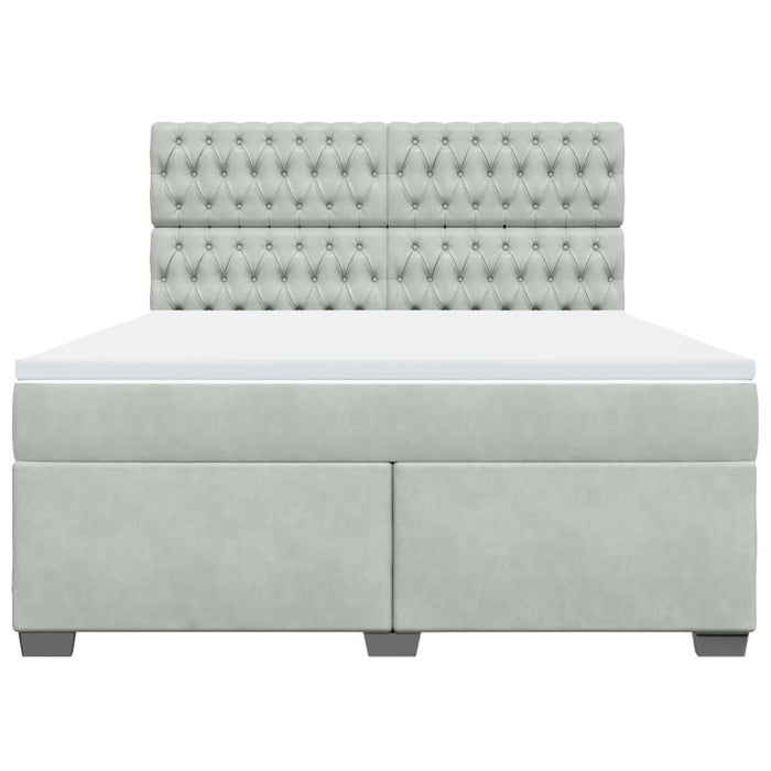 Pat box spring cu saltea, gri deschis, 180x200 cm, catifea - WALTI WALTI