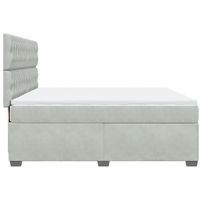 Pat box spring cu saltea, gri deschis, 180x200 cm, catifea - WALTI WALTI