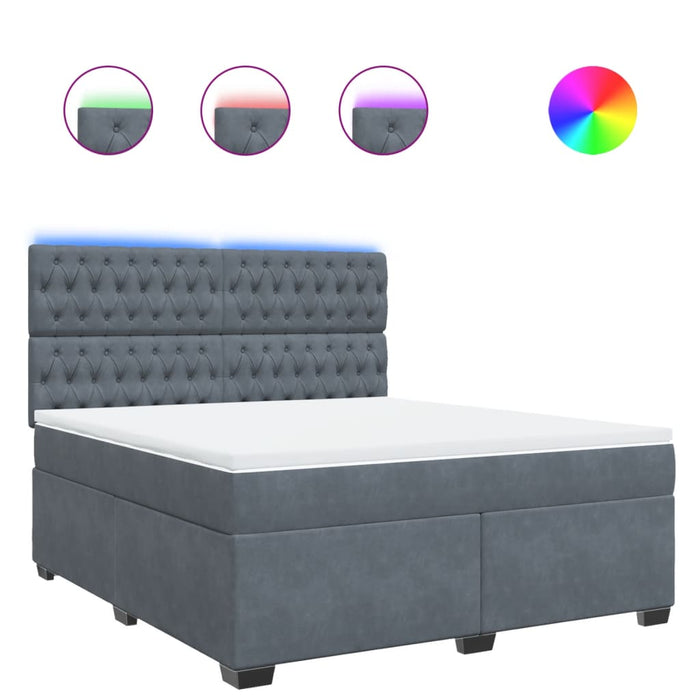Pat box spring cu saltea, gri închis, 180x200 cm, catifea - WALTI WALTI