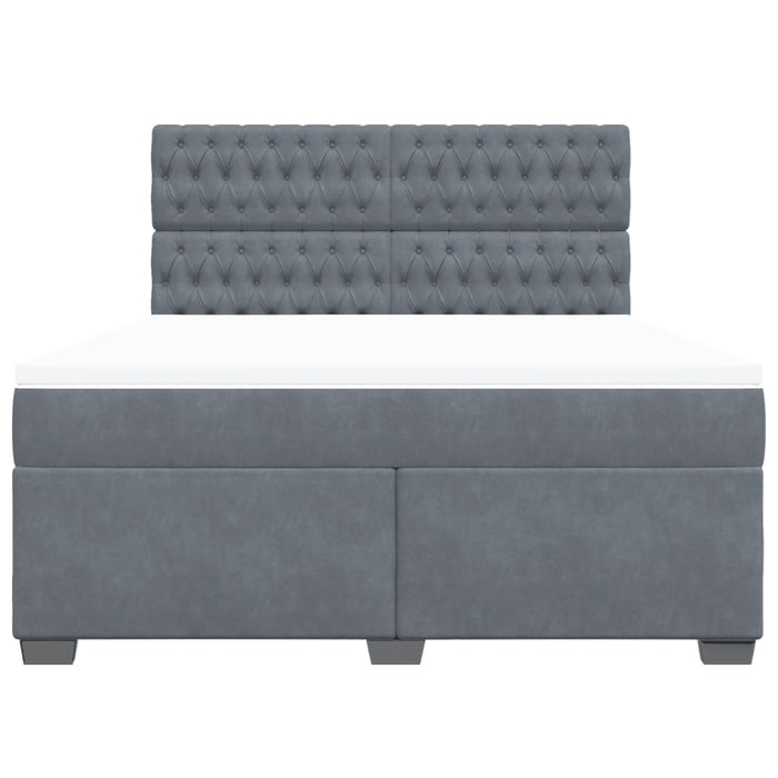 Pat box spring cu saltea, gri închis, 180x200 cm, catifea - WALTI WALTI