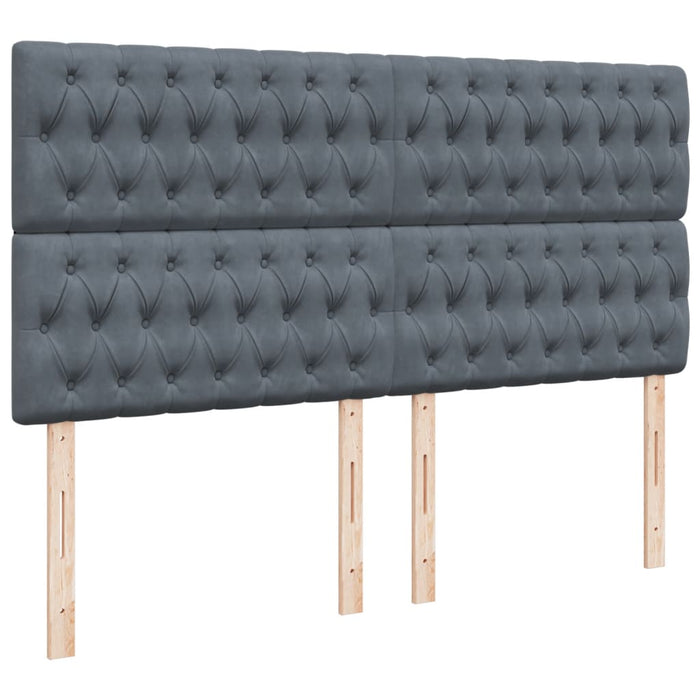 Pat box spring cu saltea, gri închis, 180x200 cm, catifea - WALTI WALTI