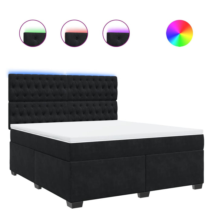 Pat box spring cu saltea, negru, 180x200 cm, catifea - WALTI WALTI